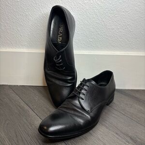 Prada Men's Saffiano Leather Derby Dress Shoes 2EC030 Black Size 9 Laced